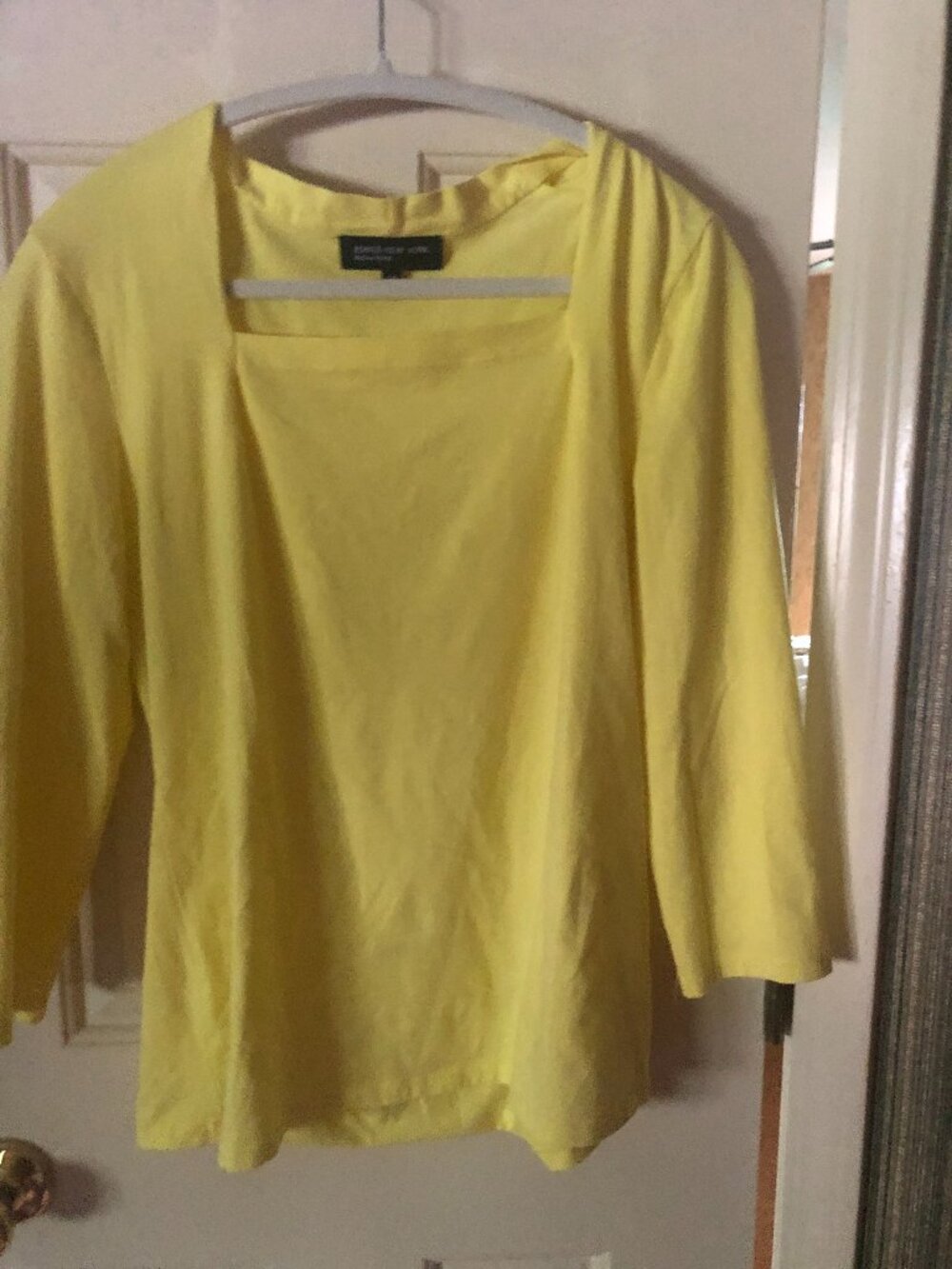 Yellow square neck and 3/4 length sleeves Sz Lg